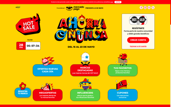 Screenshot de la página de inicio del hot sale